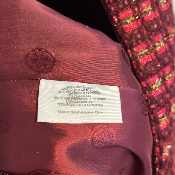 NWT Tory Burch Dark Plum Metallic Tweed Victory Dress Size 2 - Picture 5 of 6